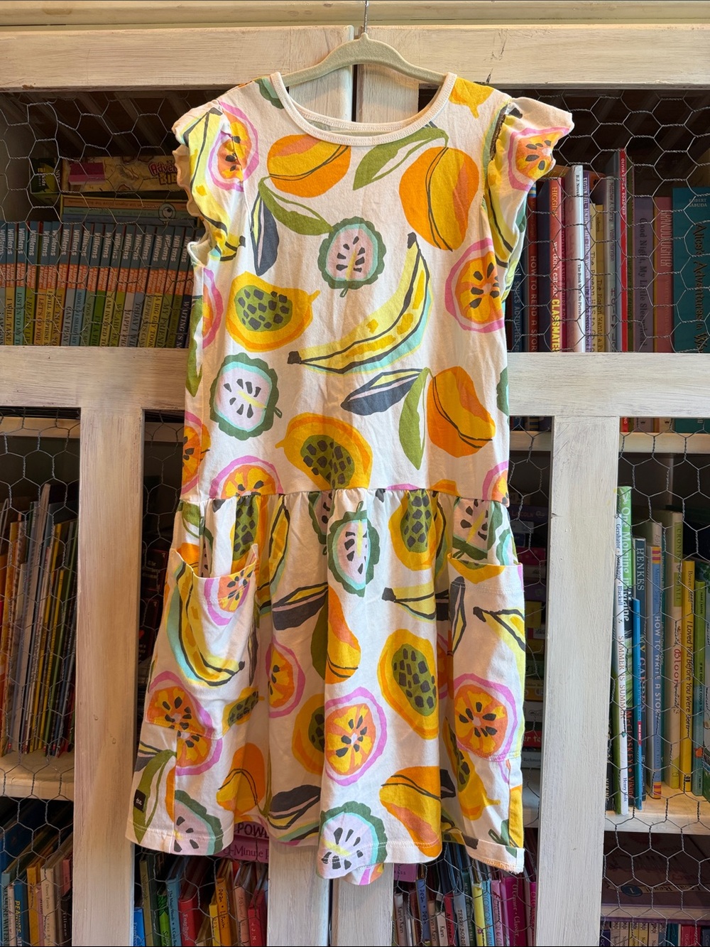 Tea Collection Girls' Tropical Fruit Print Short Sleeve Dress